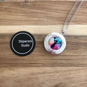 Girls Silver Plated Cheerleader Locket Necklace